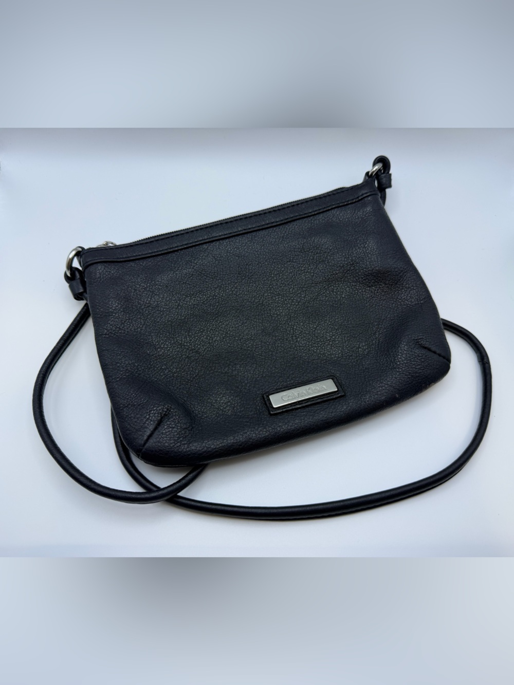 Calvin Klein Black Pebbled Leather Crossbody Bag